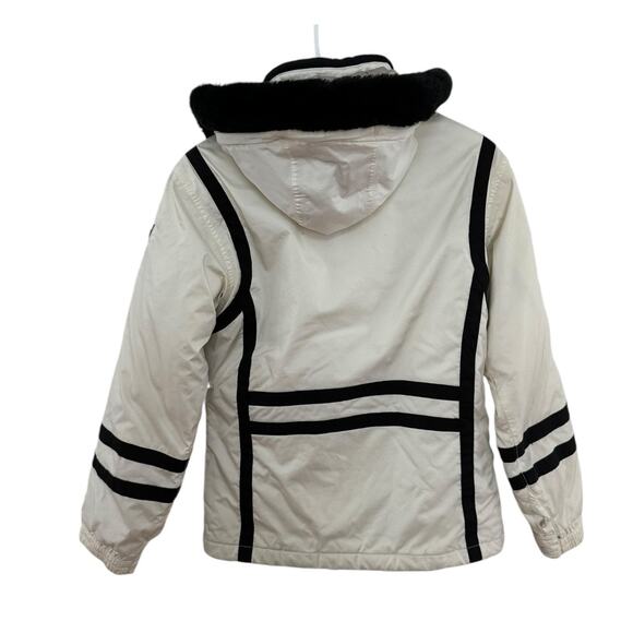 Spyder For Girls white & black ski snowboard coat removable fur hood aged 12-14 - Picture 2 of 15